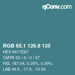 Color code: RGB 65.1 126.8 135 | qconv.com