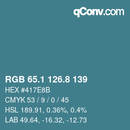 Color code: RGB 65.1 126.8 139 | qconv.com