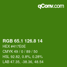 カラーコード: RGB 65.1 126.8 14 | qconv.com