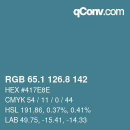 Color code: RGB 65.1 126.8 142 | qconv.com