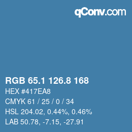 カラーコード: RGB 65.1 126.8 168 | qconv.com