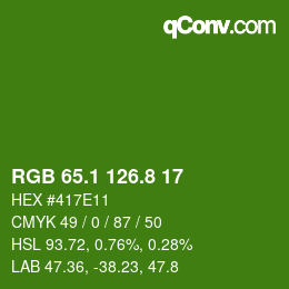 カラーコード: RGB 65.1 126.8 17 | qconv.com