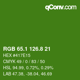 カラーコード: RGB 65.1 126.8 21 | qconv.com