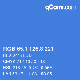 Color code: RGB 65.1 126.8 221 | qconv.com