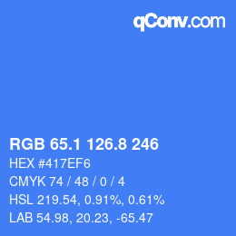 Color code: RGB 65.1 126.8 246 | qconv.com
