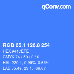 カラーコード: RGB 65.1 126.8 254 | qconv.com
