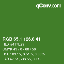 カラーコード: RGB 65.1 126.8 41 | qconv.com