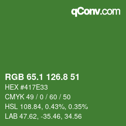 カラーコード: RGB 65.1 126.8 51 | qconv.com
