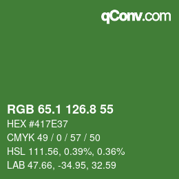 カラーコード: RGB 65.1 126.8 55 | qconv.com
