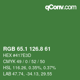 カラーコード: RGB 65.1 126.8 61 | qconv.com