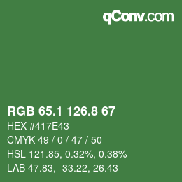 カラーコード: RGB 65.1 126.8 67 | qconv.com