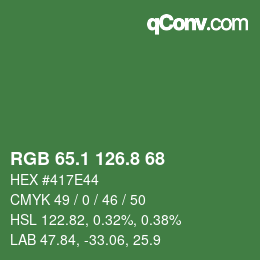 カラーコード: RGB 65.1 126.8 68 | qconv.com