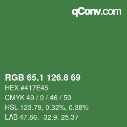 カラーコード: RGB 65.1 126.8 69 | qconv.com