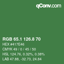 カラーコード: RGB 65.1 126.8 70 | qconv.com