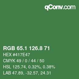カラーコード: RGB 65.1 126.8 71 | qconv.com