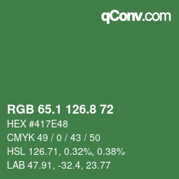 Color code: RGB 65.1 126.8 72 | qconv.com