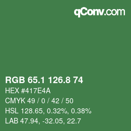 カラーコード: RGB 65.1 126.8 74 | qconv.com