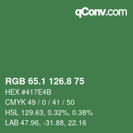 カラーコード: RGB 65.1 126.8 75 | qconv.com