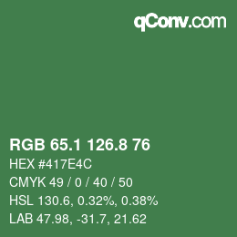カラーコード: RGB 65.1 126.8 76 | qconv.com