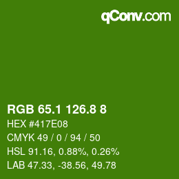 カラーコード: RGB 65.1 126.8 8 | qconv.com