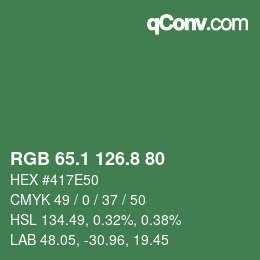 カラーコード: RGB 65.1 126.8 80 | qconv.com