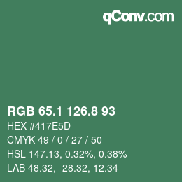 カラーコード: RGB 65.1 126.8 93 | qconv.com