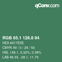 カラーコード: RGB 65.1 126.8 94 | qconv.com
