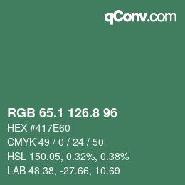 カラーコード: RGB 65.1 126.8 96 | qconv.com