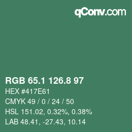 カラーコード: RGB 65.1 126.8 97 | qconv.com