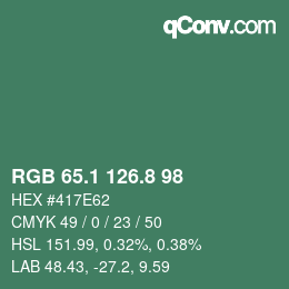 カラーコード: RGB 65.1 126.8 98 | qconv.com