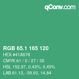 カラーコード: RGB 65.1 165 120 | qconv.com