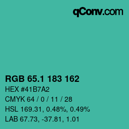 カラーコード: RGB 65.1 183 162 | qconv.com