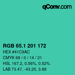 カラーコード: RGB 65.1 201 172 | qconv.com