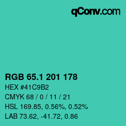 カラーコード: RGB 65.1 201 178 | qconv.com