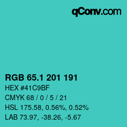 カラーコード: RGB 65.1 201 191 | qconv.com