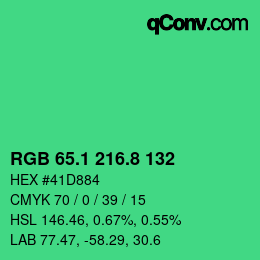 カラーコード: RGB 65.1 216.8 132 | qconv.com