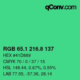 カラーコード: RGB 65.1 216.8 137 | qconv.com
