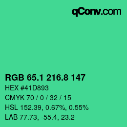 カラーコード: RGB 65.1 216.8 147 | qconv.com