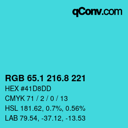 カラーコード: RGB 65.1 216.8 221 | qconv.com