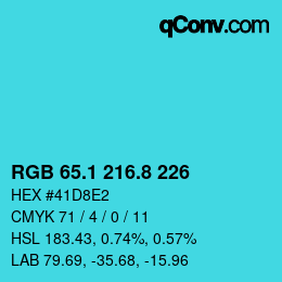 カラーコード: RGB 65.1 216.8 226 | qconv.com
