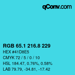 カラーコード: RGB 65.1 216.8 229 | qconv.com