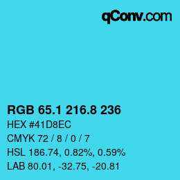 Color code: RGB 65.1 216.8 236 | qconv.com