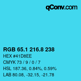 カラーコード: RGB 65.1 216.8 238 | qconv.com