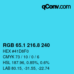 カラーコード: RGB 65.1 216.8 240 | qconv.com