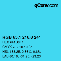 カラーコード: RGB 65.1 216.8 241 | qconv.com