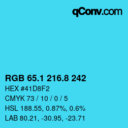 カラーコード: RGB 65.1 216.8 242 | qconv.com