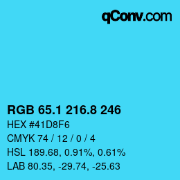 カラーコード: RGB 65.1 216.8 246 | qconv.com