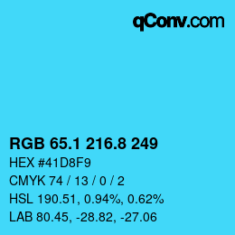 カラーコード: RGB 65.1 216.8 249 | qconv.com
