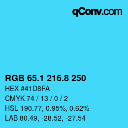 Color code: RGB 65.1 216.8 250 | qconv.com
