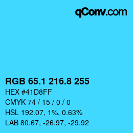 Farbcode: RGB 65.1 216.8 255 | qconv.com